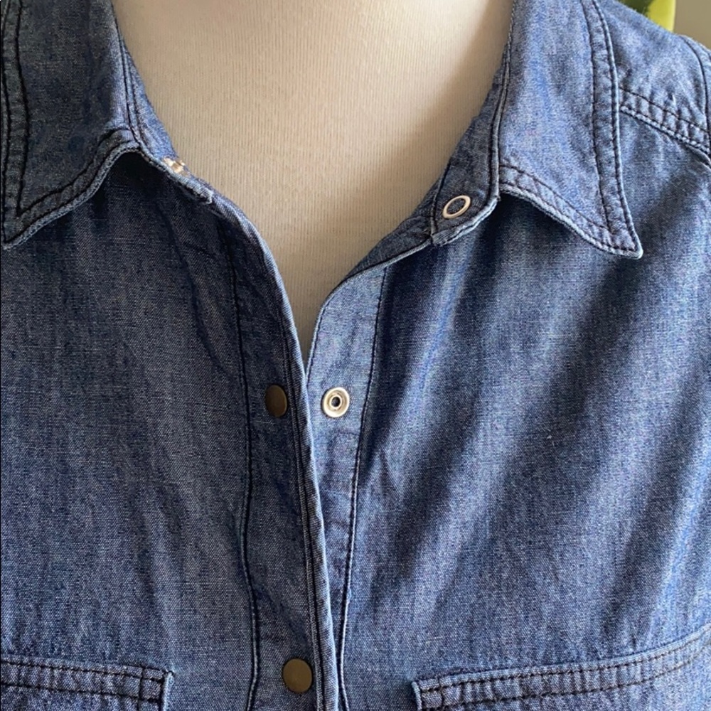 Alc Sleeveless Chambray Button Up - image 2